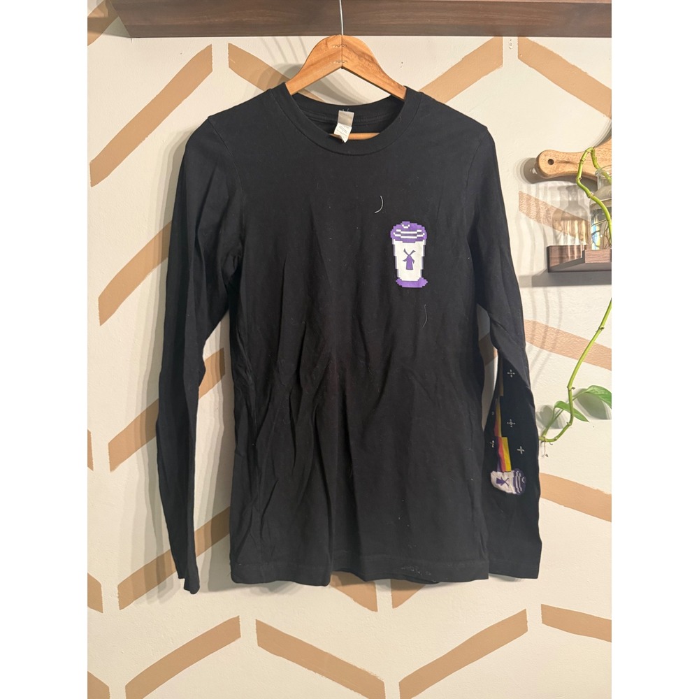 Dutch Bros T-Shirt Women Small Black Long Sleeve Graphic Game Style Print